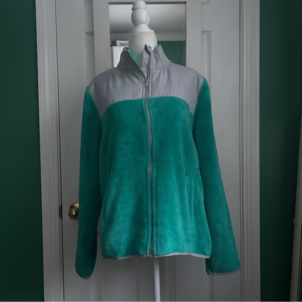 Lolo Lime Furry Fleece Cool Turquoise Jacket L NWT